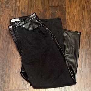 Abercrombie & Fitch Black Denim Jeans with Leather Panels